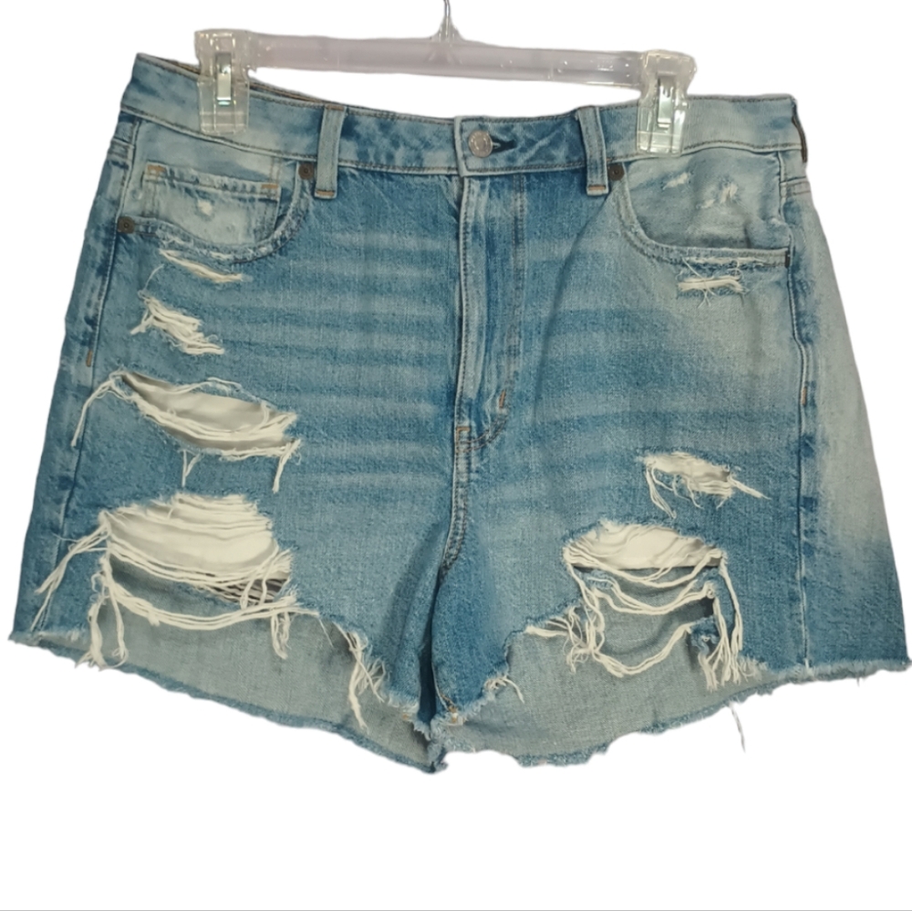 American Eagle Hi-Rise Distressed Shortie, Mom Shorts, Size 12